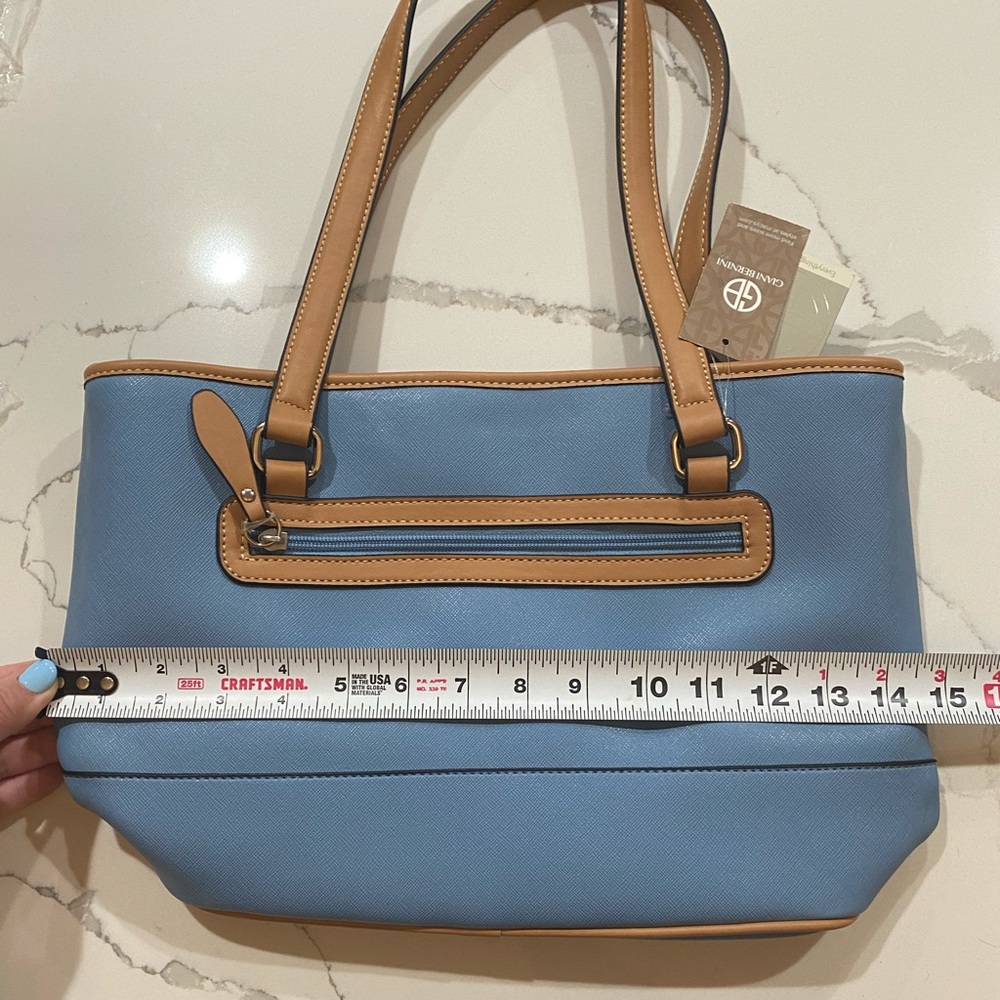 Giani Bernini Saffiano Tote Light Blue Tan NWT - Picture 9 of 16